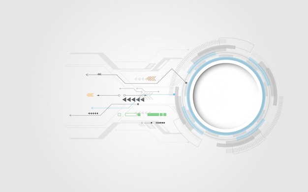 Grijs-wit abstracte technische achtergrond met verschillende technologie-elementen