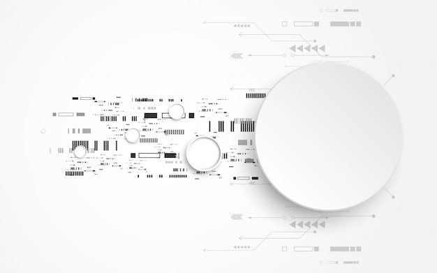 Grijs-witte abstracte technische achtergrond met verschillende technologische elementen