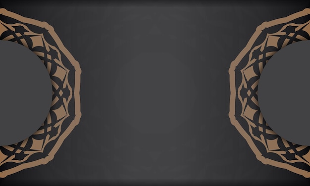 Grijze banner met luxe ornamenten en plaats voor uw tekst en logo. Ansichtkaartontwerp met Griekse patronen.