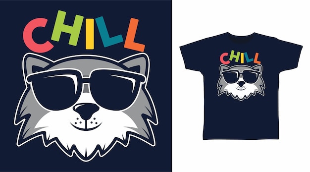 Grijze kat chill met bril tshirt ontwerp