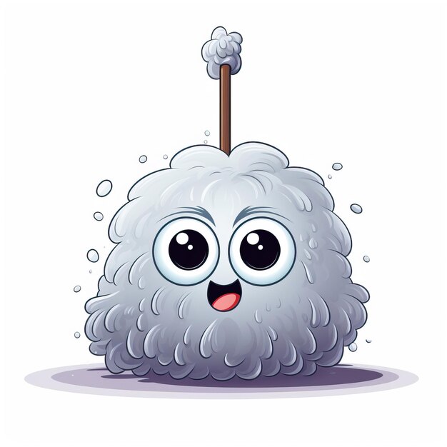 Grijze kleur mop cartoon vector witte achtergrond geïsoleerd h