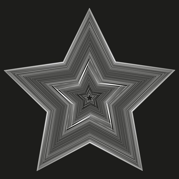 Grijze optische ster Abstract geometrisch patroon Donkere zwarte achtergrond Hoge contrastvector