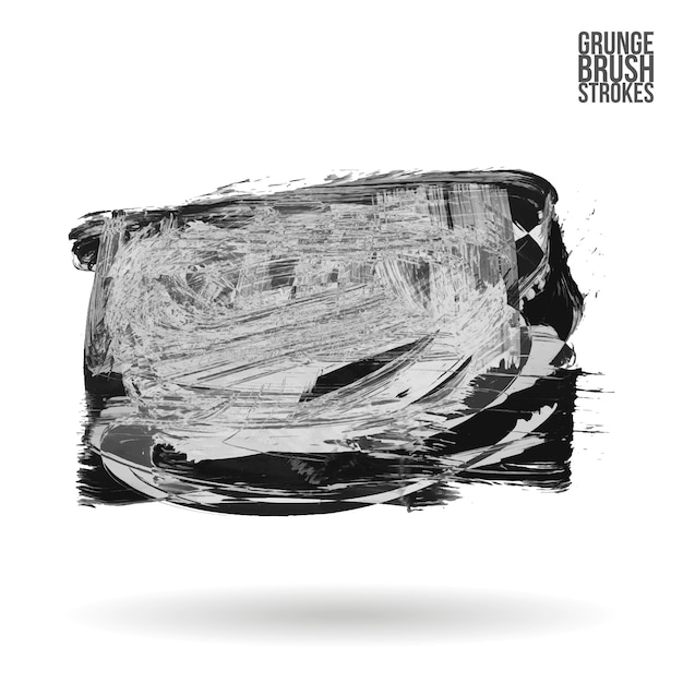 Grijze penseelstreek en textuur Grunge vector abstract handgeschilderd element