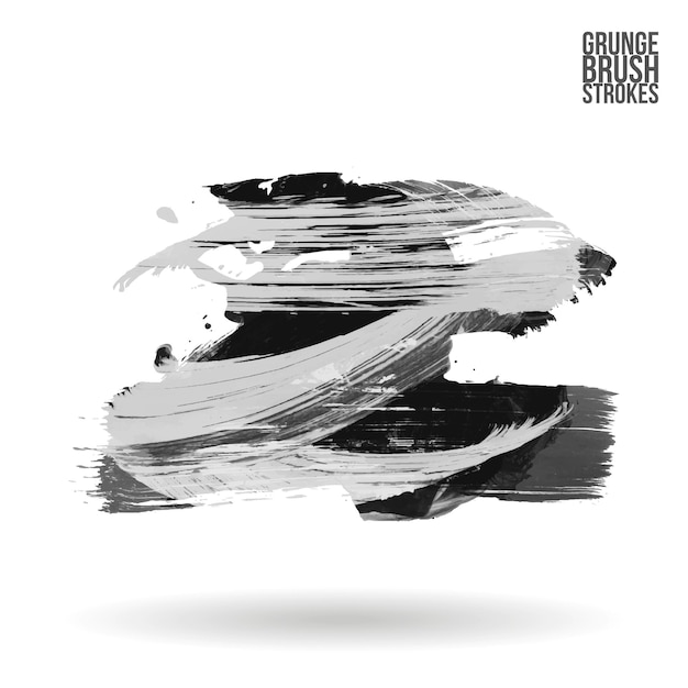 Grijze penseelstreek en textuur Grunge vector abstract handgeschilderd element