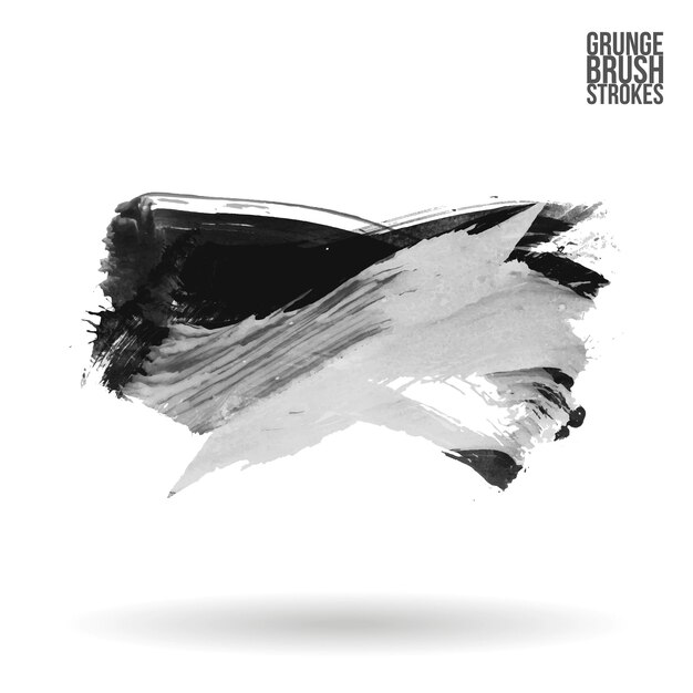 Grijze penseelstreek en textuur Grunge vector abstract handgeschilderd element