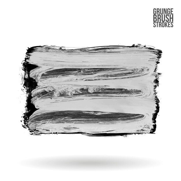 Grijze penseelstreek en textuur Grunge vector abstract handgeschilderd element