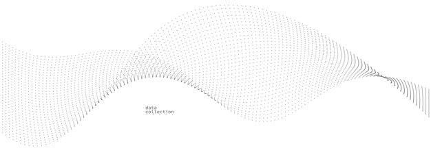 Grijze punten in beweging vector abstracte achtergrond deeltjes array golvende stroom curve lijnen van punten in beweging technologie en wetenschap illustratie