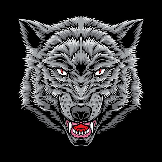 Grijze wolf hoofd logo