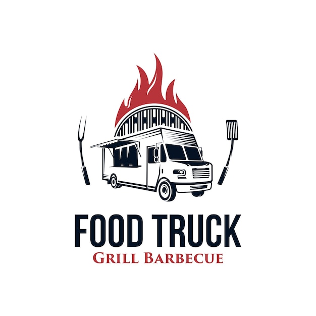 Grill Barbecue Food Truck Vector Logo