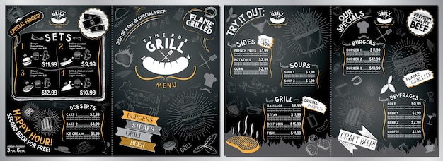 Vector grill barbecue menu card
