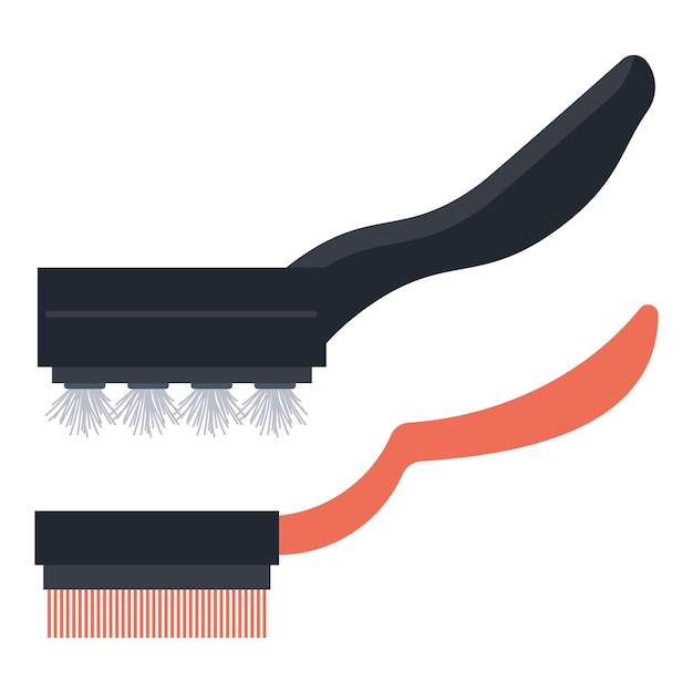 Vector grill and barbeque cleaning brush vector cartoon set isolated on a white background.