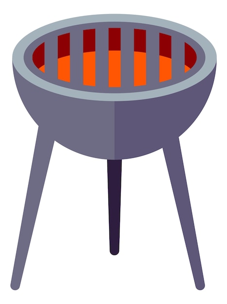 Значок гриля. жаровня для горячего шашлыка с металлической решеткой