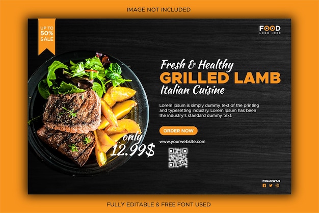 Vector grill lamb social media post template design