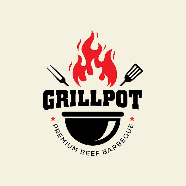 Vector grill logo barbeque with fire vector template