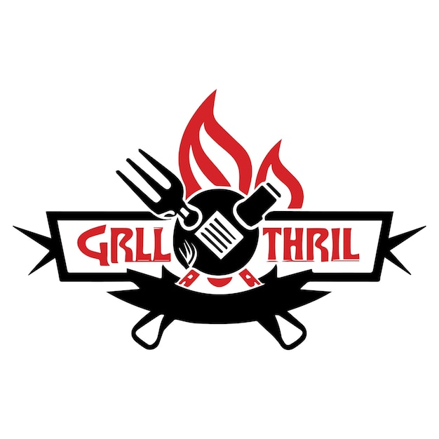 Grill n thrill logo with bbq essentials