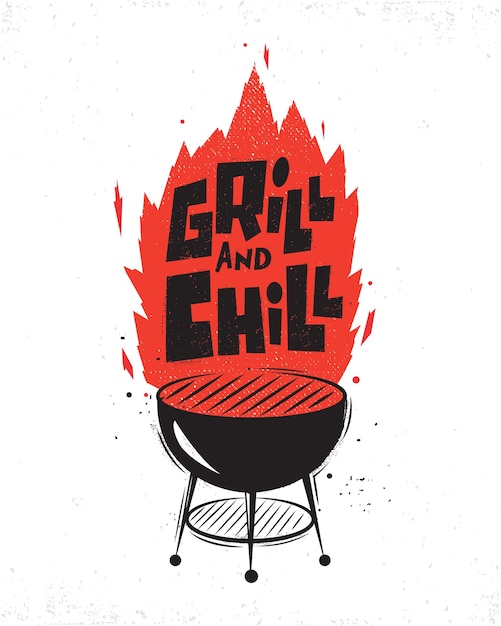 Grill partij typografische poster.