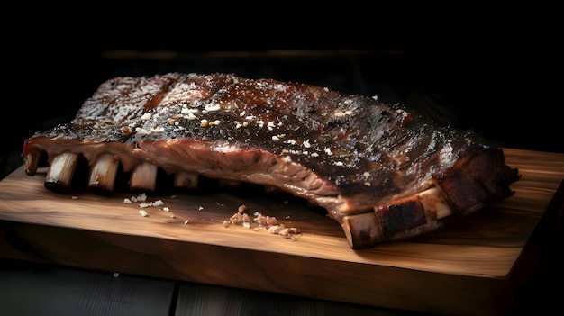 Vettore bistecca di manzo alla griglia con costolette di agnello al rosmarino, costolette di maiale, tagliere da cucina