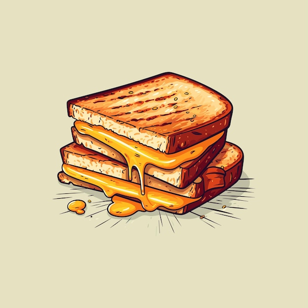 Vector grilled cheese sandwich clip art illustration for menu poster web