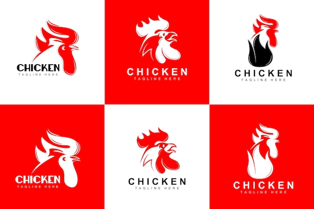 Grilled chicken barbecue logo designchicken head vector company brand