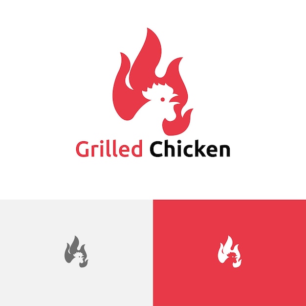 Grilled Chicken Restaurant Food Negative Space Logo