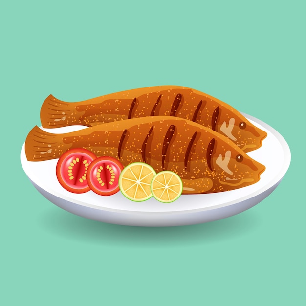 Grilled fish vector art