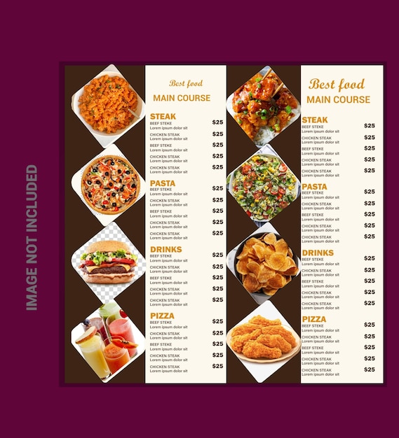 Grilled food burger PastaPizza and veggies restaurant food menu template