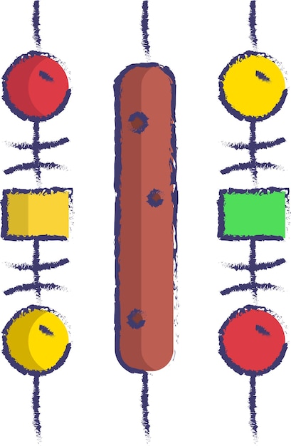 Illustrazione vettoriale disegnata a mano di cibo alla griglia