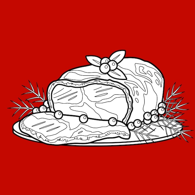 Grilled Meat Christmas feast Digital Stamp