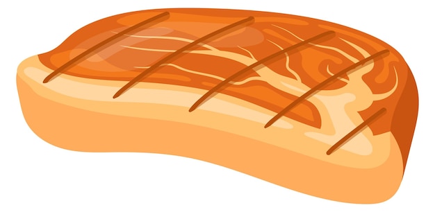 Grilled pork steak cartoon icon Roasted meat