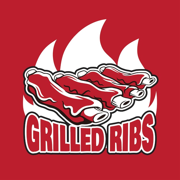 Grilled Ribs Logo Mascot Design