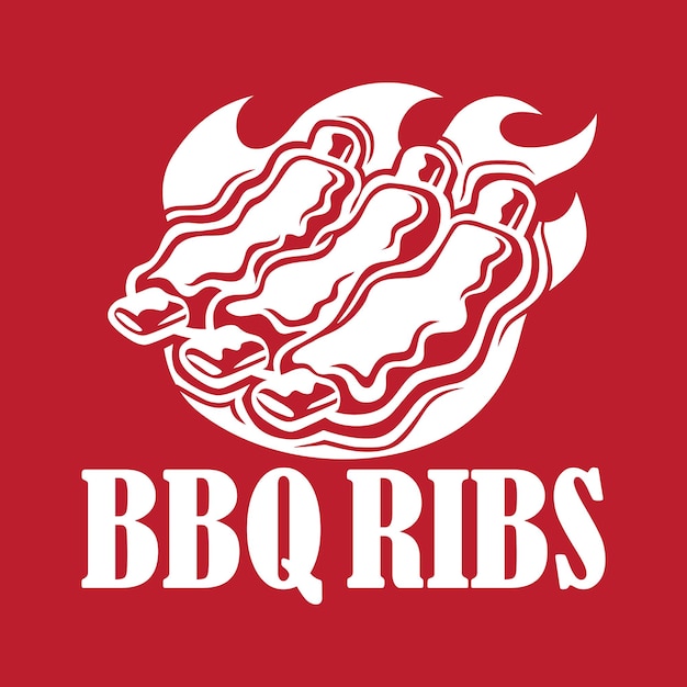 Grilled Ribs logo ontwerp in brand