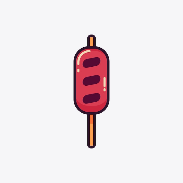 Grilled sausage illustration icon. cartoon kawaii hand drawn vector. Grilled sausage illustration