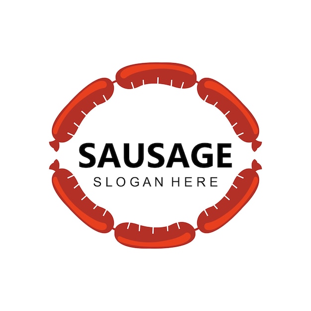 Grilled sausage logo vector symbol barbecue meat retro concept