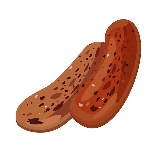 Grilled sausages Vector isolated illustration