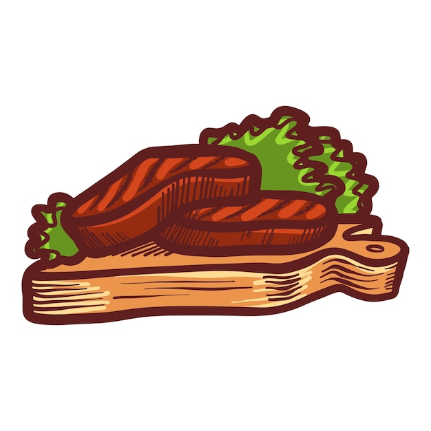 Vector grilled steak icon hand drawn illustration of grilled steak vector icon for web design