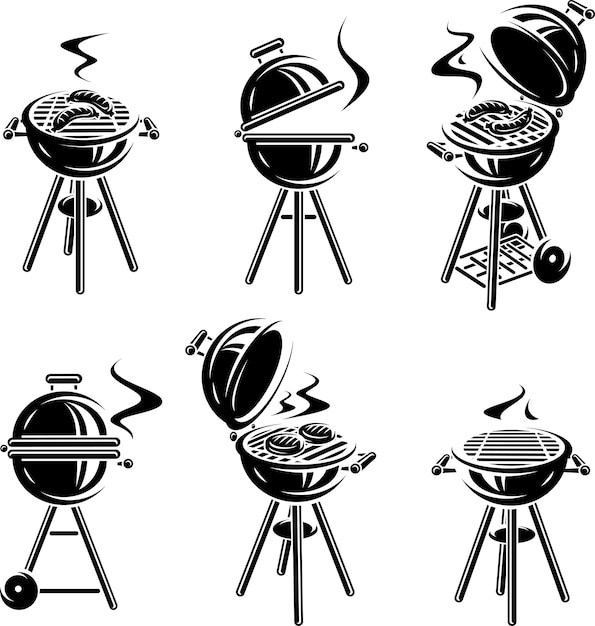 Grillelementen instellen Collectie pictogram grill Vector