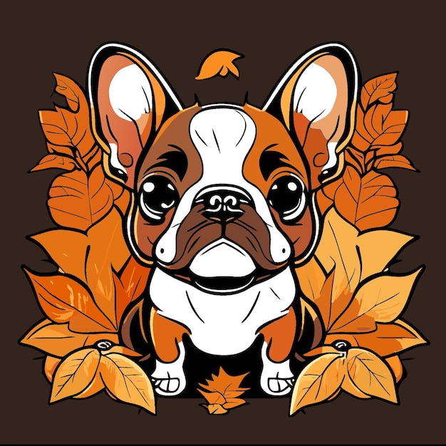 Grillige herfstscène met schattig Frans Bulldog grafisch T-shirt