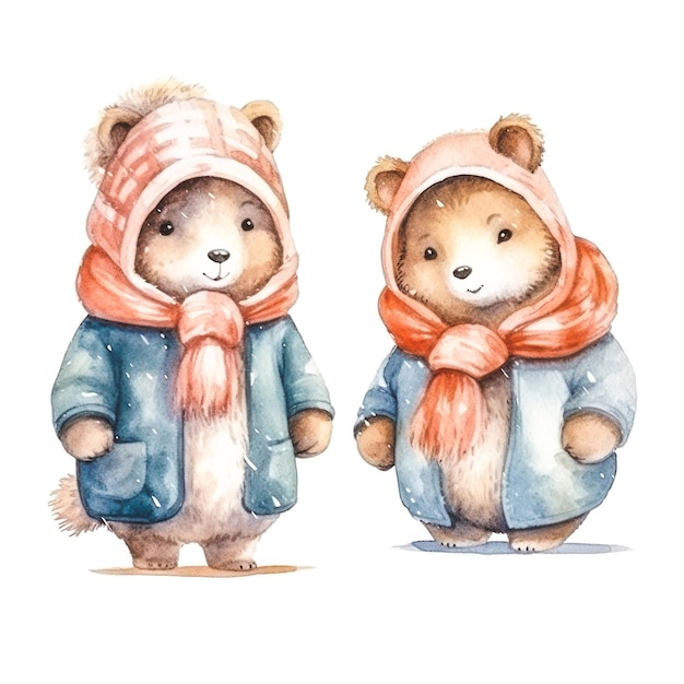 Grillige winterberen Charmante aquarelillustraties voor kinderboeken