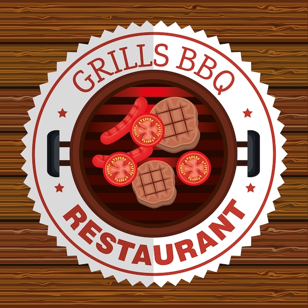 Grills bbq restaurant label