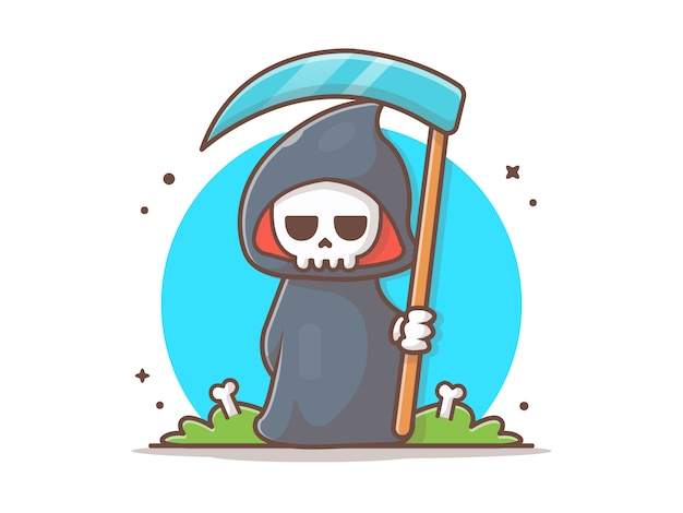 Grim Reaper Character Vector Icon Illustration