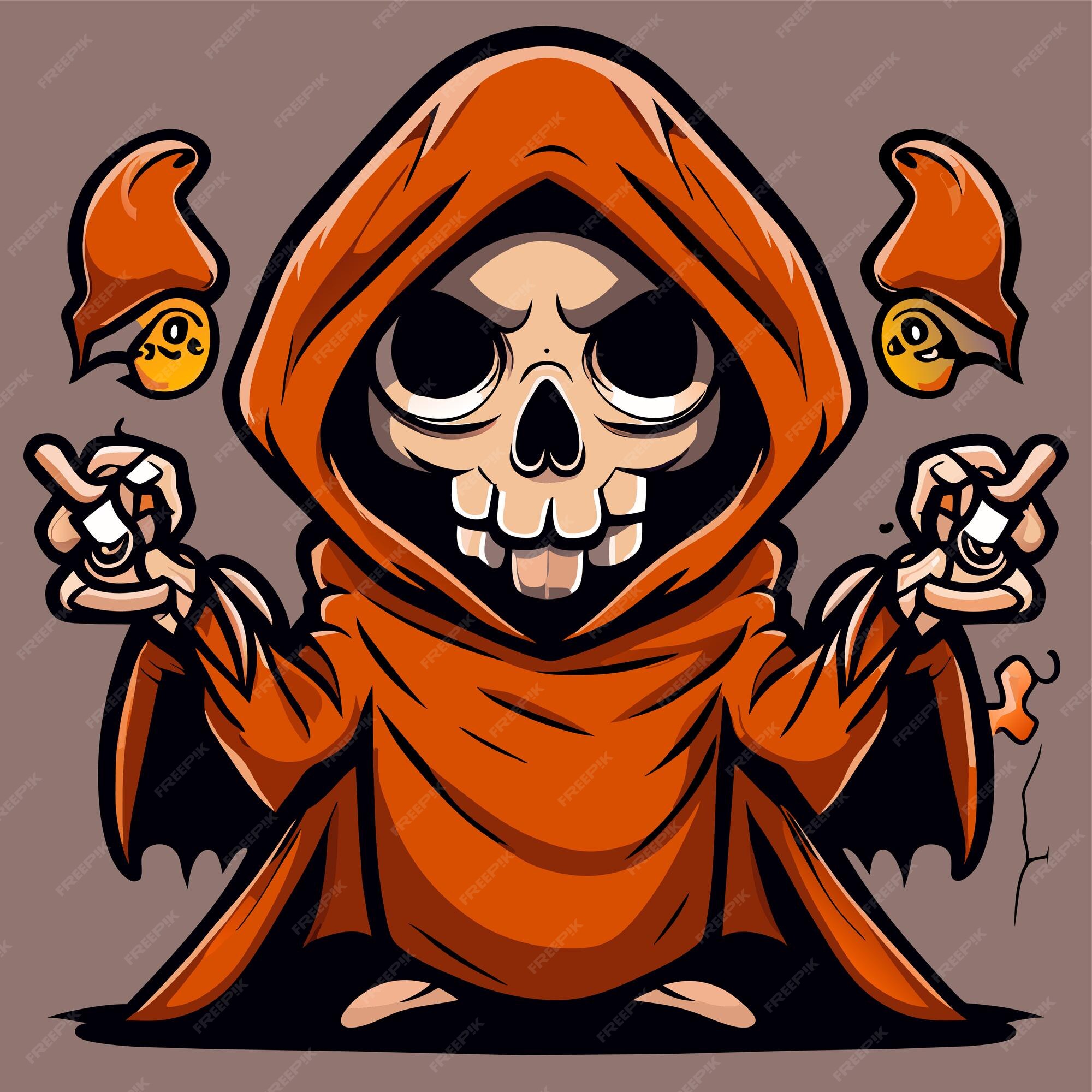 Premium Vector  Grim reaper death stoner skull halloween hand drawn  cartoon sticker icon concept illustration