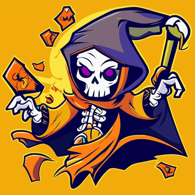 Premium Vector  Grim reaper death stoner skull halloween hand