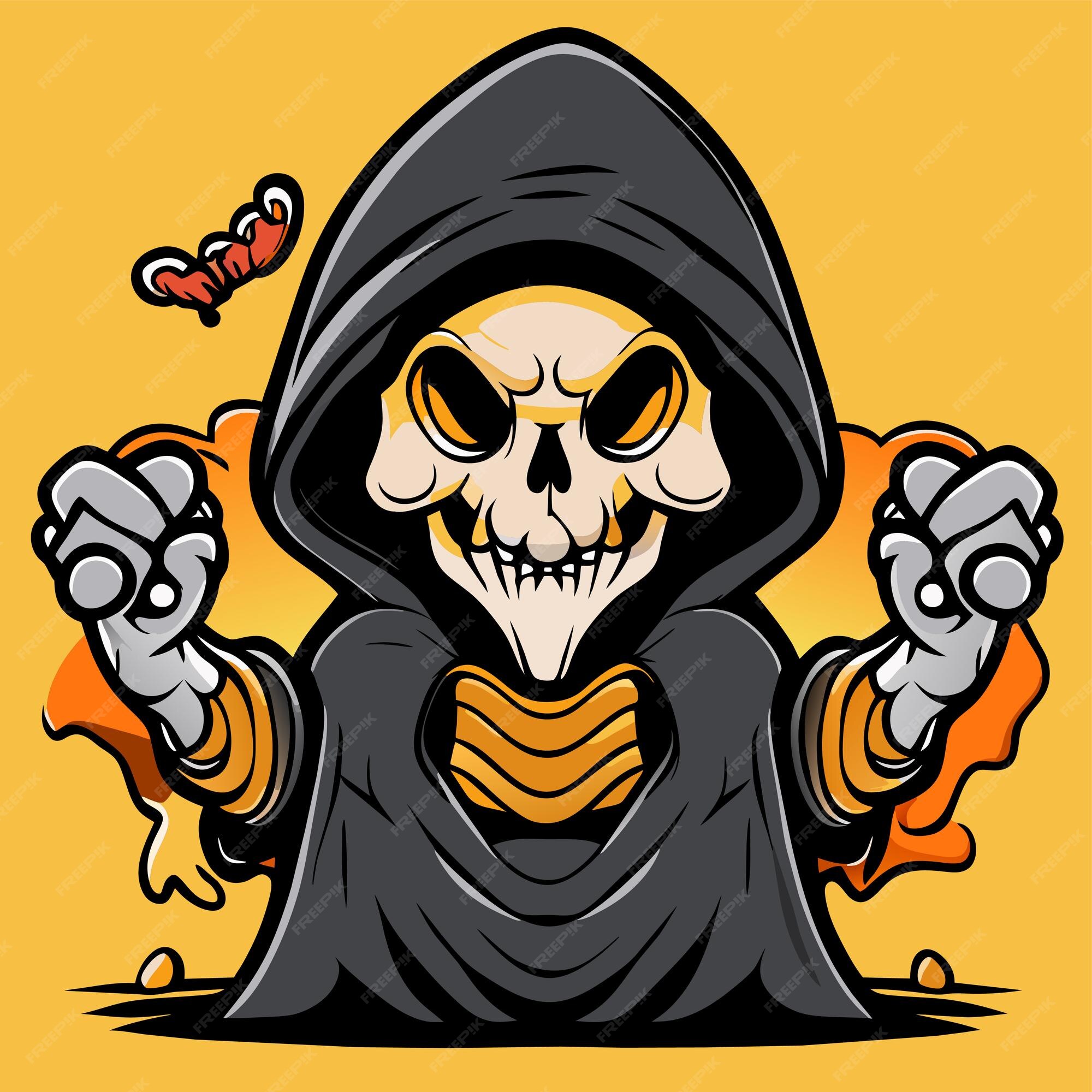 Premium Vector  Grim reaper death stoner skull halloween hand