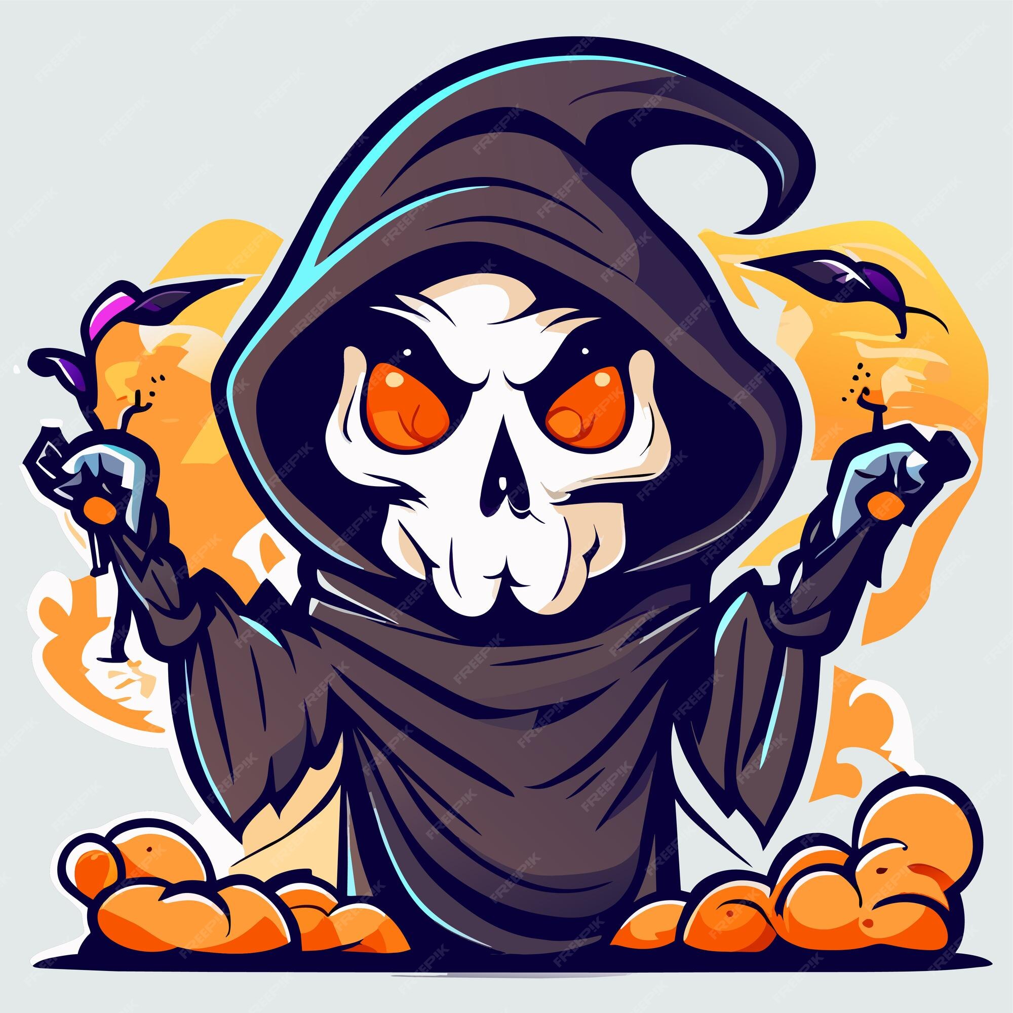 Premium Vector  Grim reaper death stoner skull halloween hand