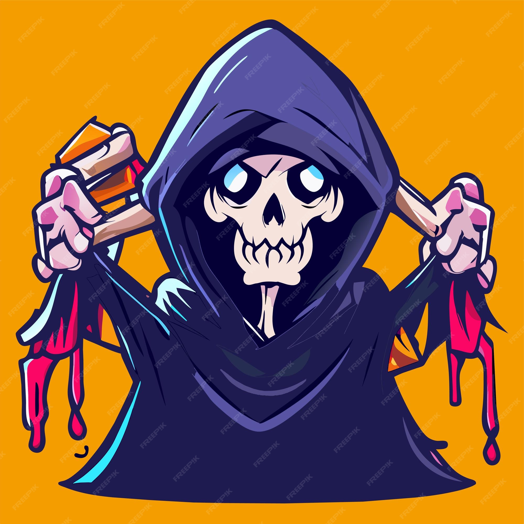 Premium Vector  Grim reaper death stoner skull halloween hand