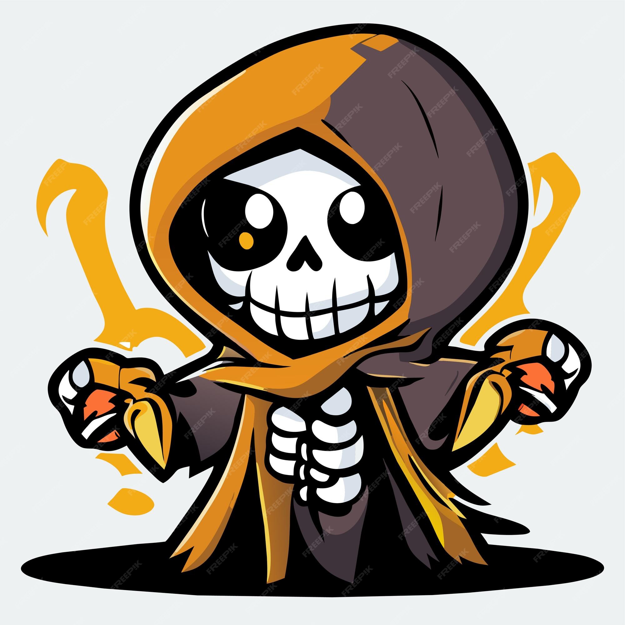 Premium Vector  Grim reaper death stoner skull halloween hand drawn  cartoon sticker icon concept illustration