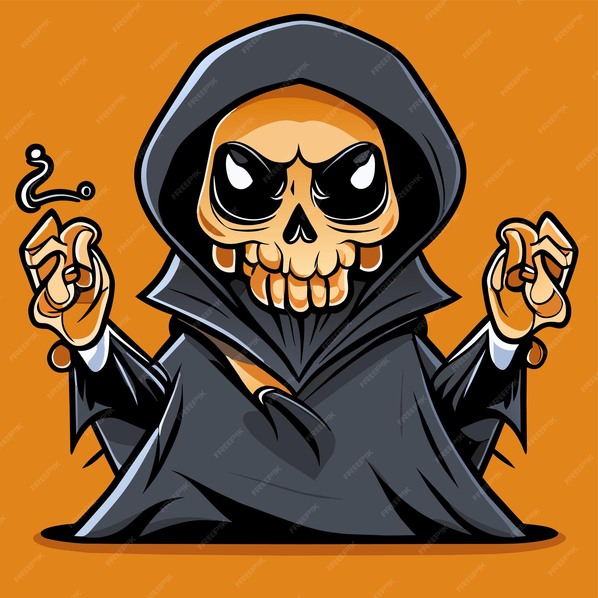 Premium Vector  Grim reaper death stoner skull halloween hand