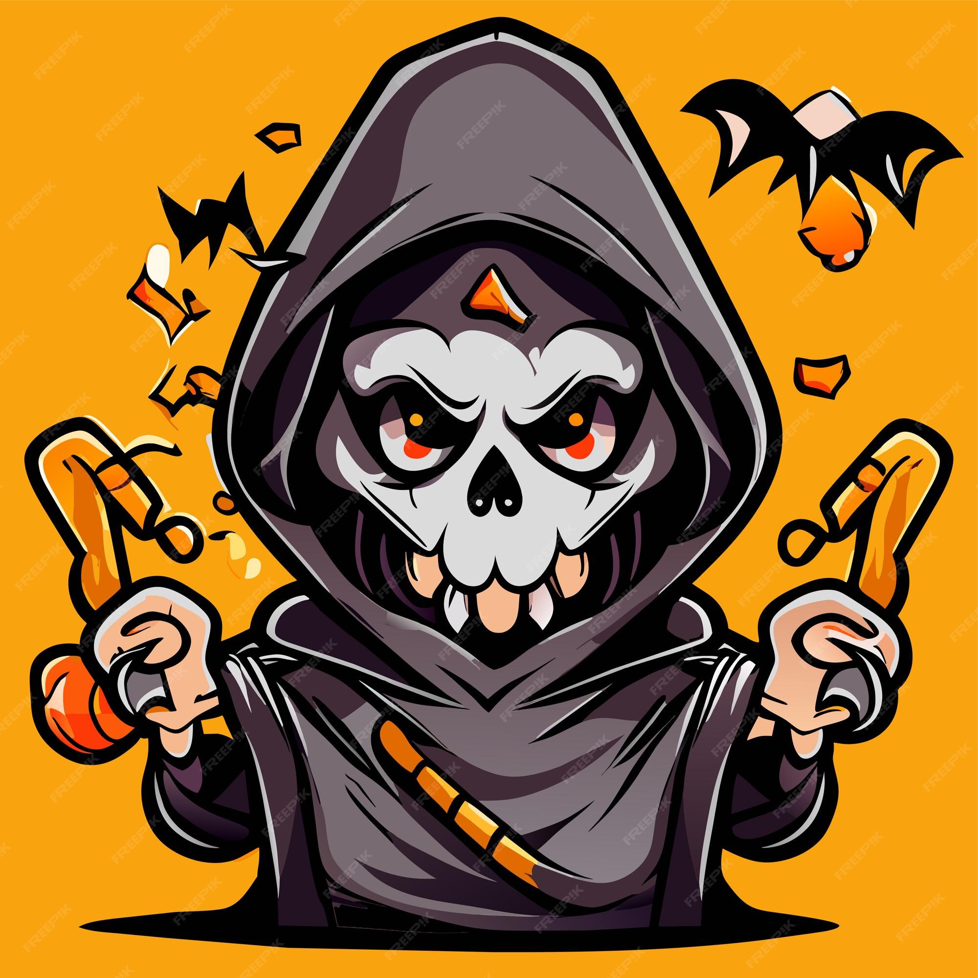 Premium Vector  Grim reaper death stoner skull halloween hand