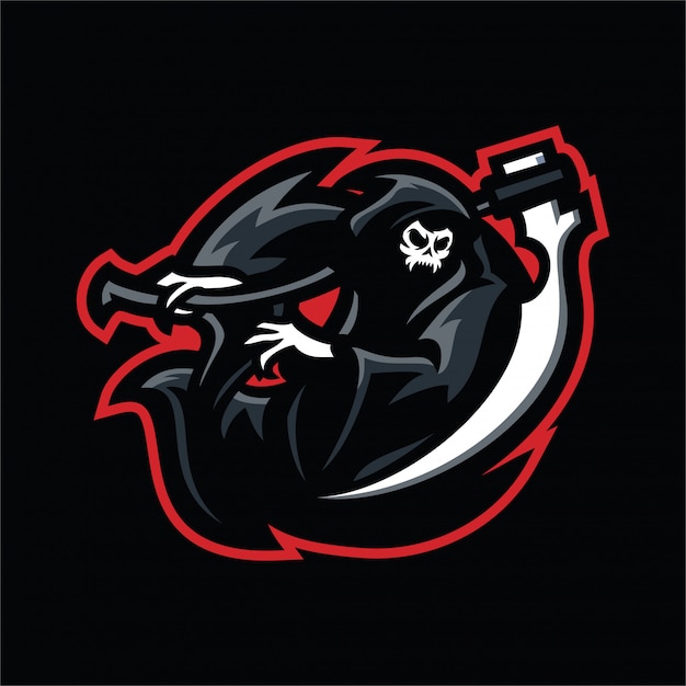 Premium Vector | Grim reaper esport gaming mascot logo template