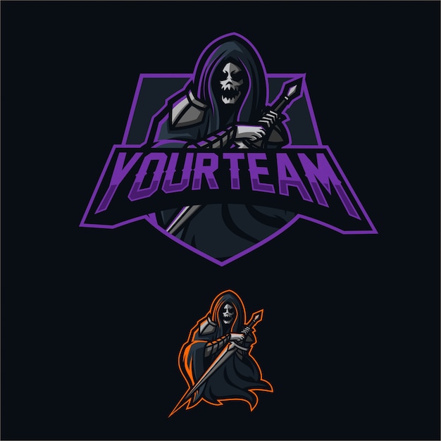 grim reaper esport gaming mascotte logo sjabloon